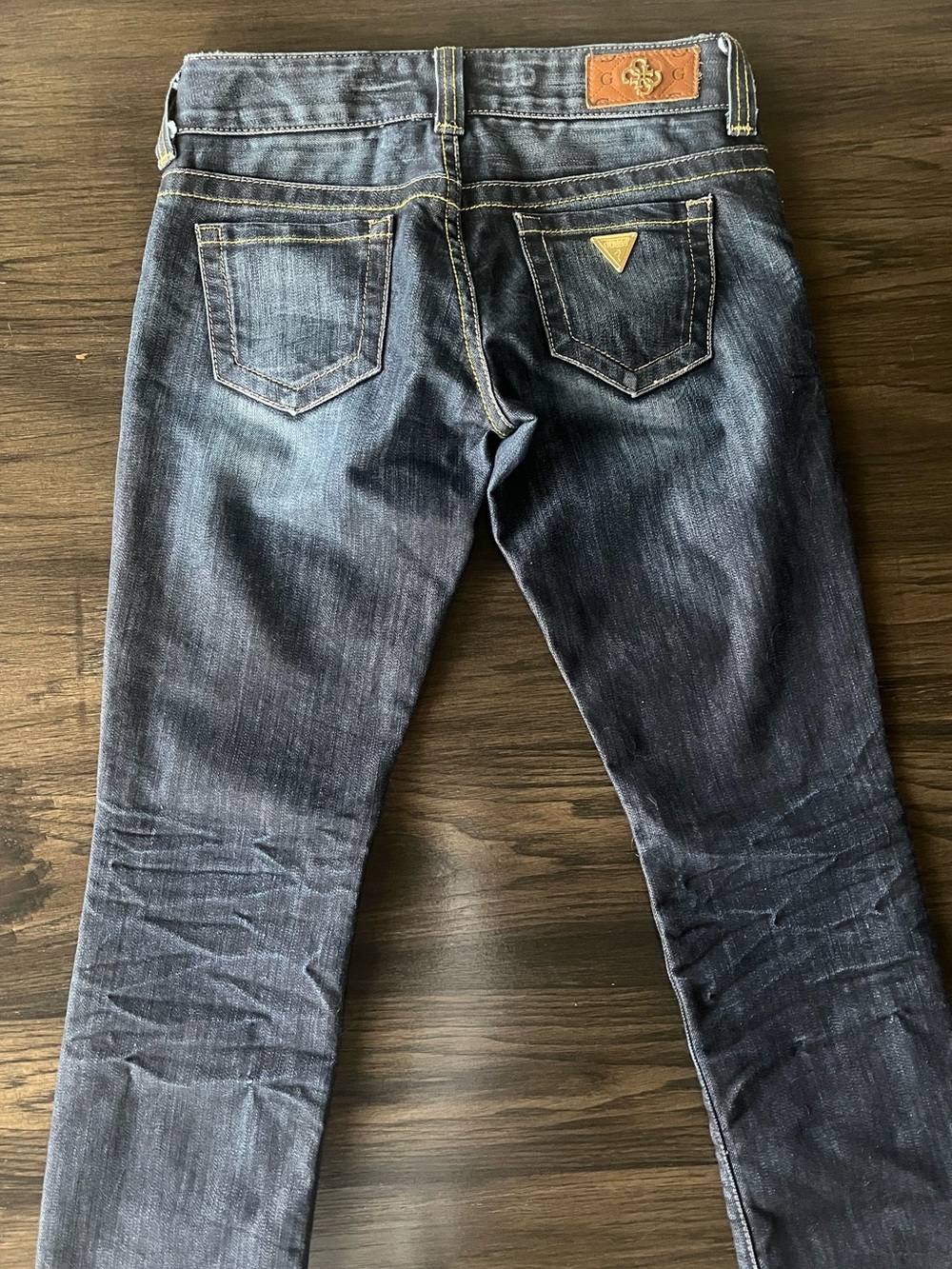 Guess Women's Low-Rise Dark Indigo Straight Leg Jeans